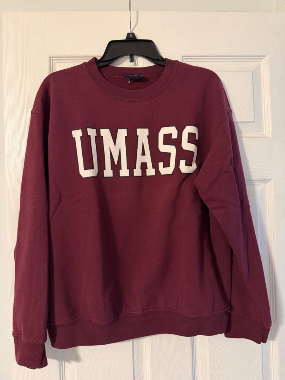 MV Sport UMASS Maroon Crewneck Sweatshirt with White Lettering